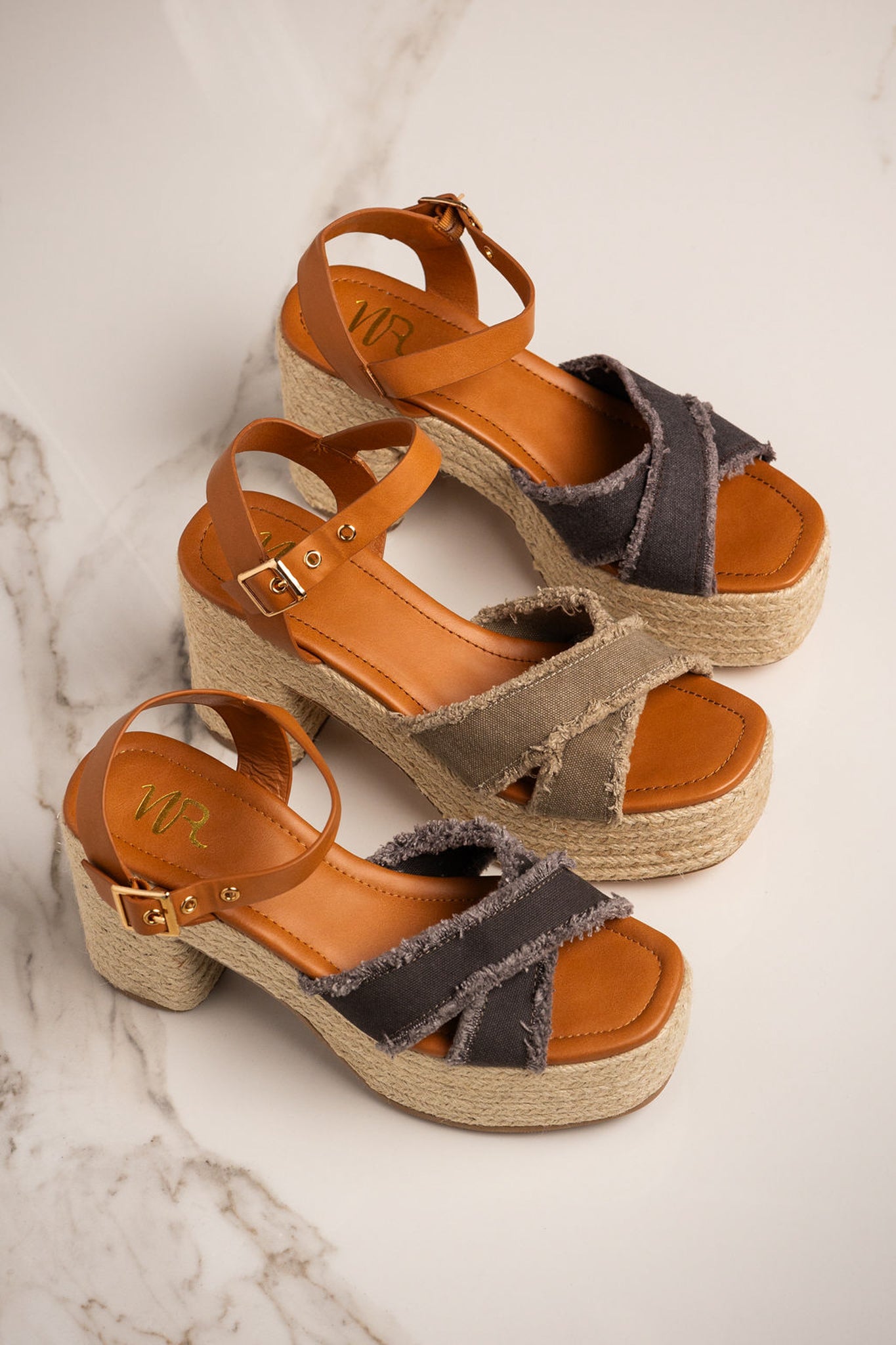 Nana Khaki Platform Sandals With Ankle Strap Footbed Naughty Monkey