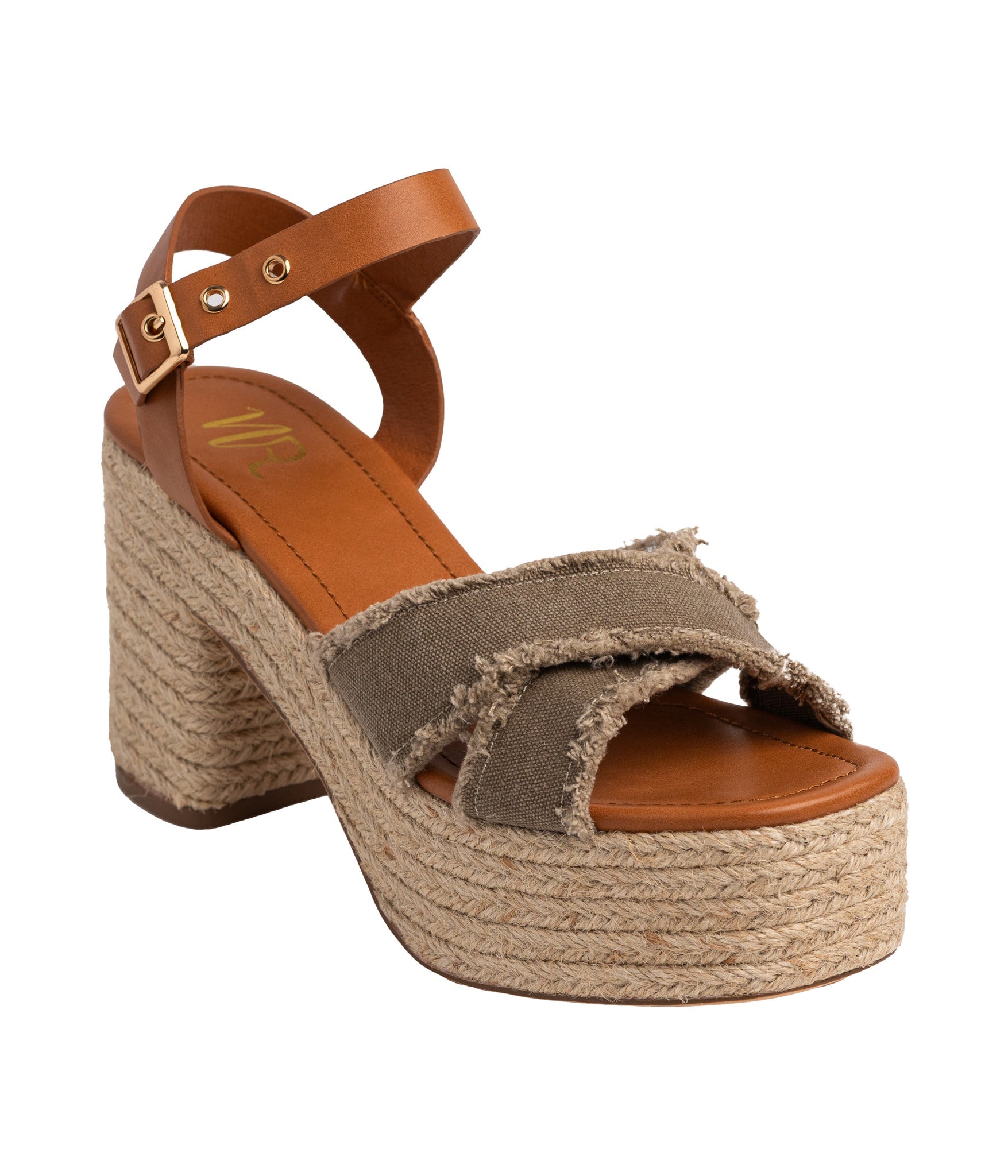 Nana Khaki Platform Sandals With Ankle Strap Footbed Naughty Monkey