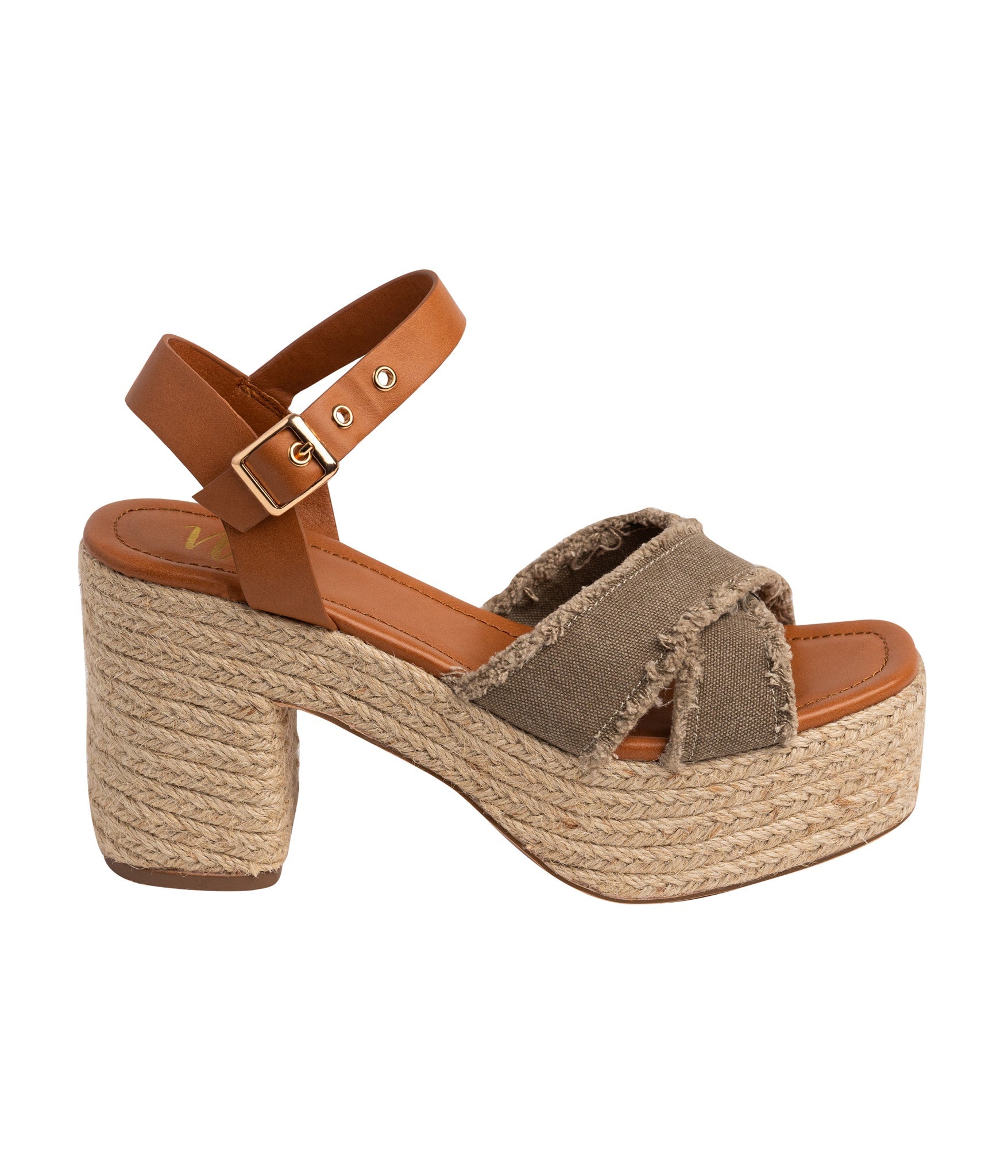 Nana Khaki Platform Sandals With Ankle Strap Footbed Naughty Monkey