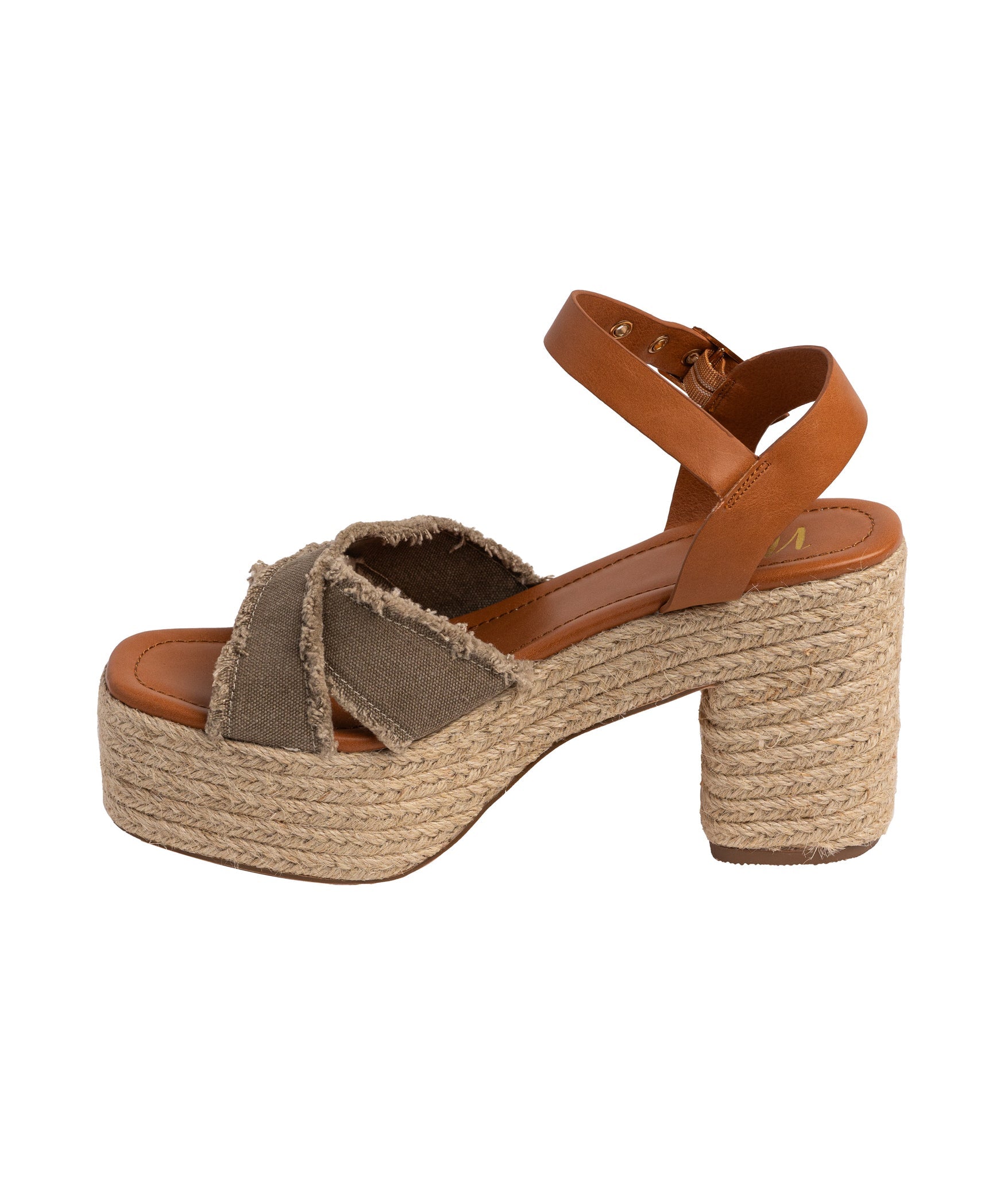 Nana Khaki Platform Sandals With Ankle Strap Footbed Naughty Monkey