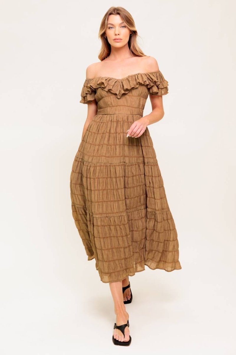 NATURAL BALANCE WOVEN MIDI DRESS - Love Salve 
