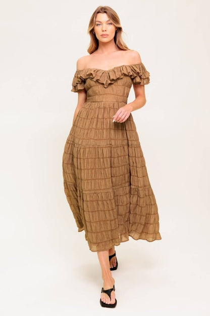 NATURAL BALANCE WOVEN MIDI DRESS - Love Salve 