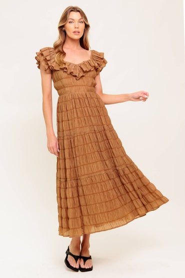 NATURAL BALANCE WOVEN MIDI DRESS - Love Salve