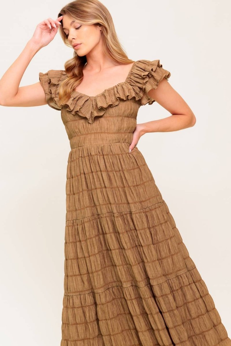 NATURAL BALANCE WOVEN MIDI DRESS - Love Salve