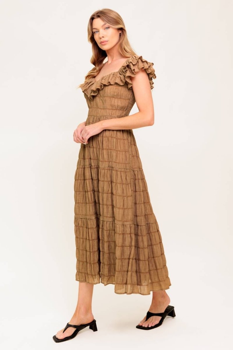 NATURAL BALANCE WOVEN MIDI DRESS - Love Salve 