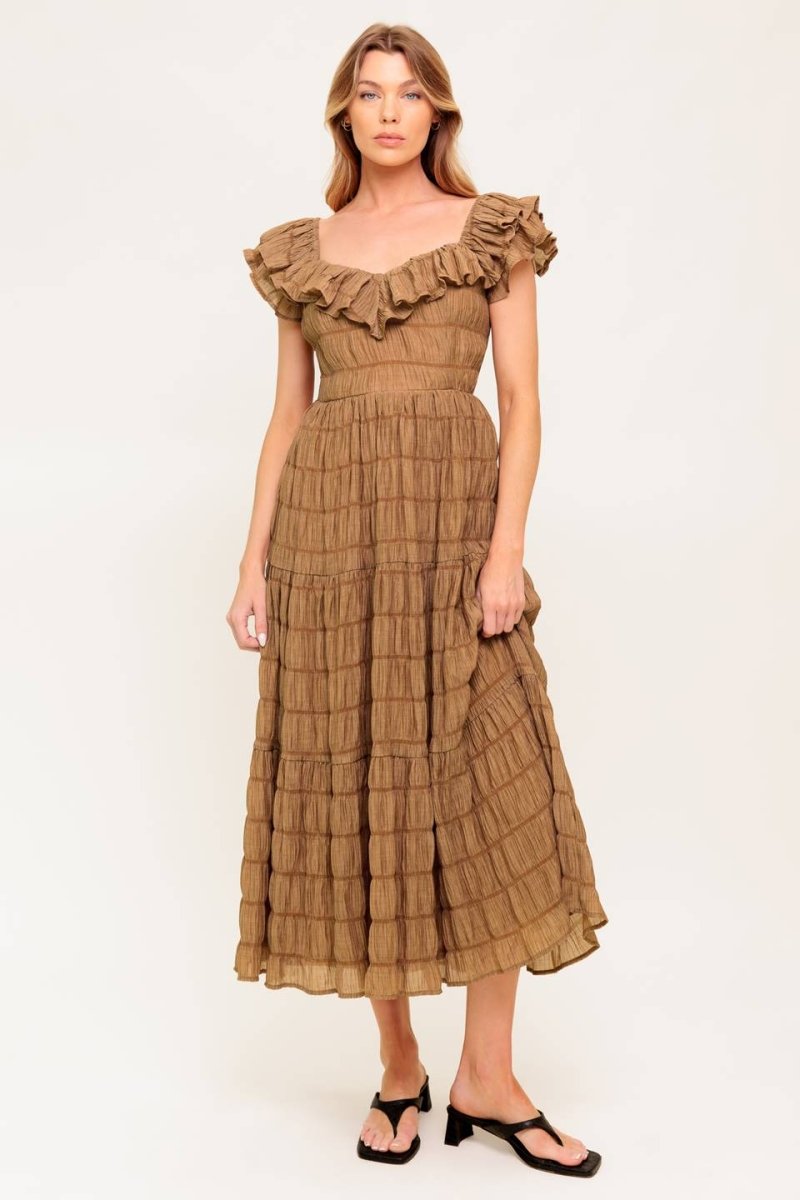NATURAL BALANCE WOVEN MIDI DRESS - Love Salve 