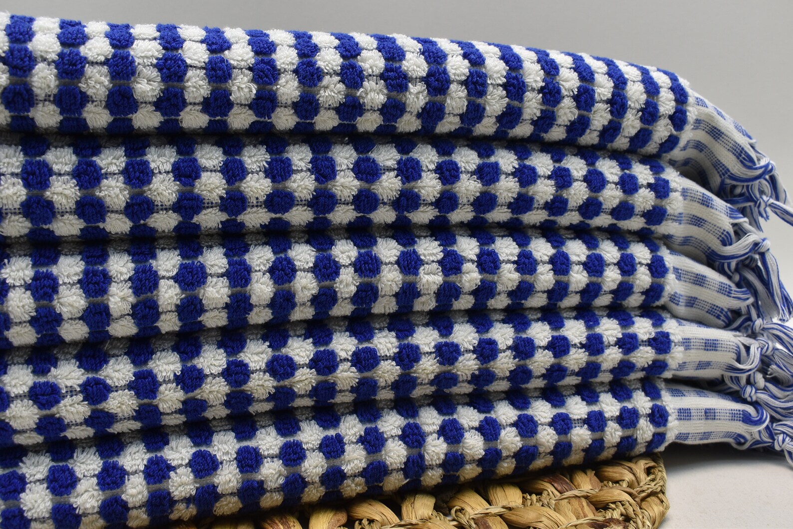 Bubble Navy Terry Hand Towel 100 Percent Turkish Cotton 38 Inch L x 20 Inch W - Love Salve 