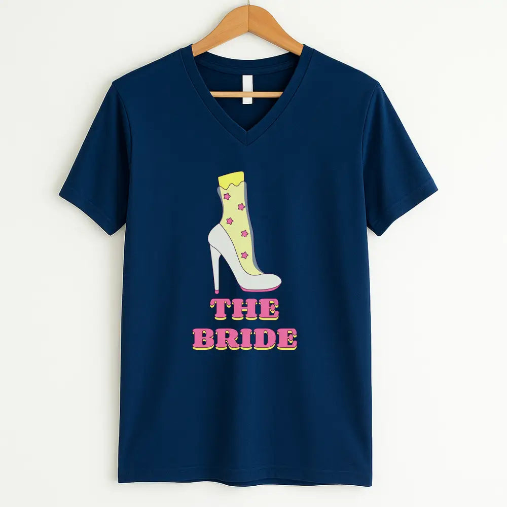 🍾 Team Bride & The Bride 💍 Bachelorette Party Matching V-Neck T-Shirts Adorb.co