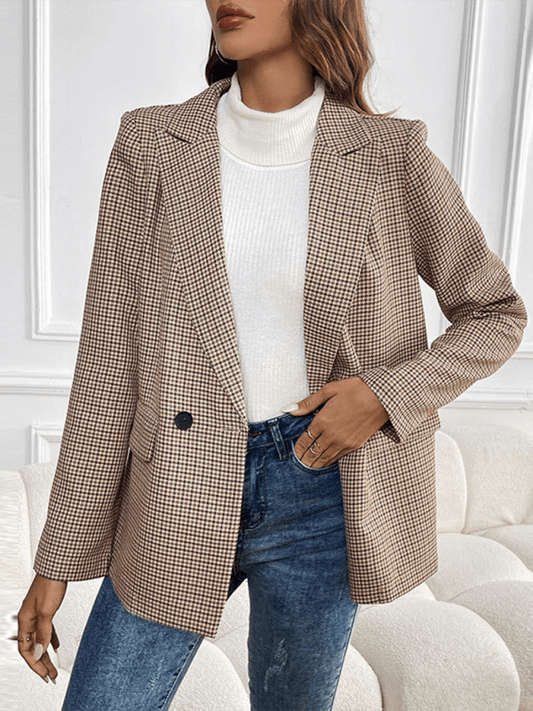 New Casual Buttoned Lapel Long Sleeve Blazer with Pockets - Love Salve