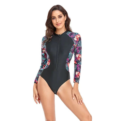 New Long Sleeve Printed One Piece Swimsuit Women Surfing - Love Salve 