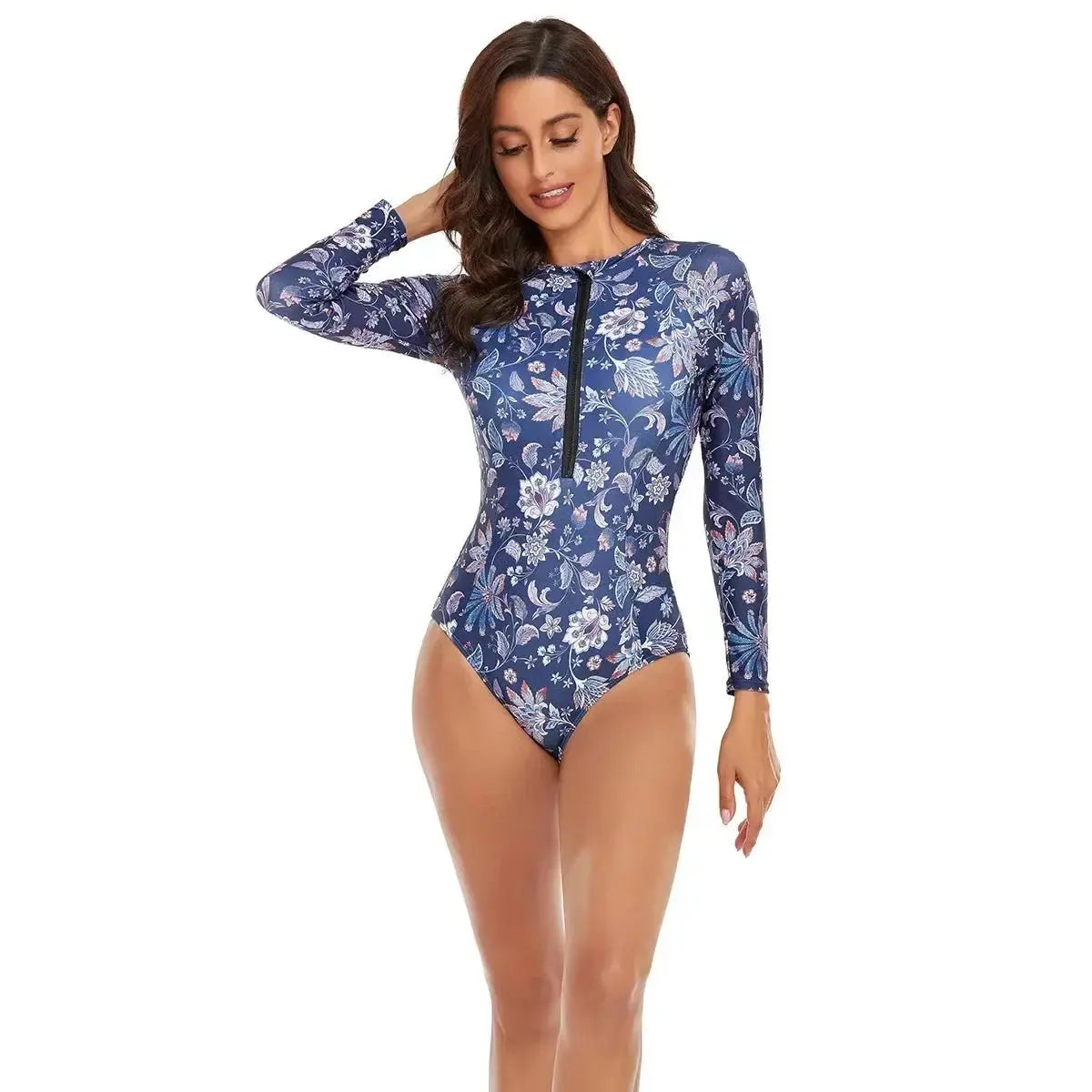 New Long Sleeve Printed One Piece Swimsuit Women Surfing - Love Salve 