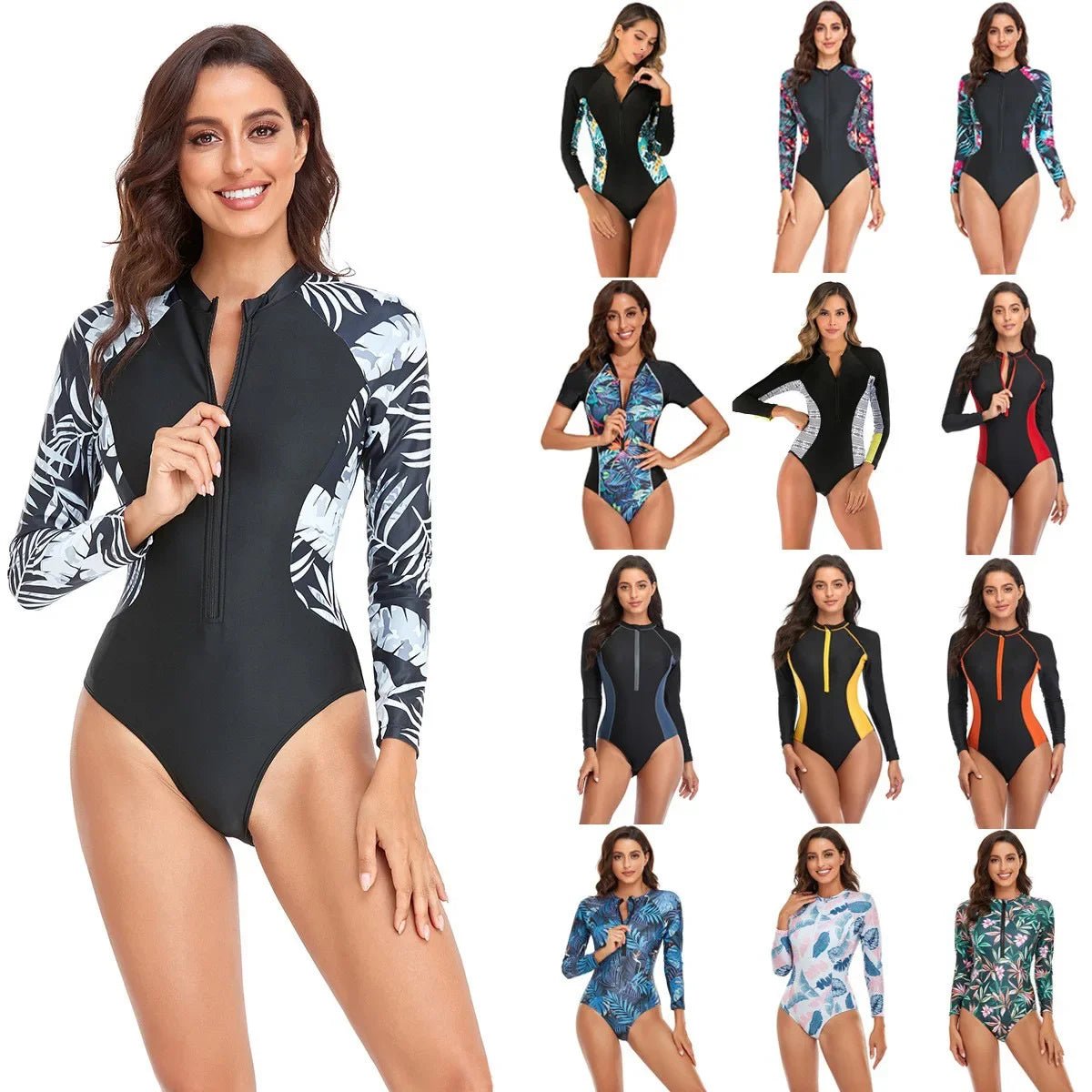 New Long Sleeve Printed One Piece Swimsuit Women Surfing - Love Salve 
