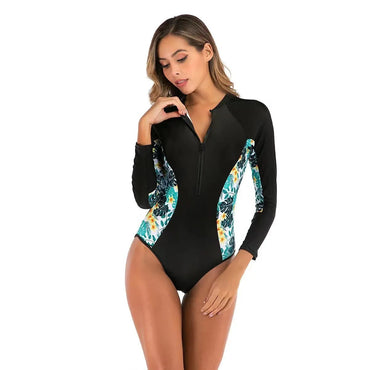 New Long Sleeve Printed One Piece Swimsuit Women Surfing - Love Salve 