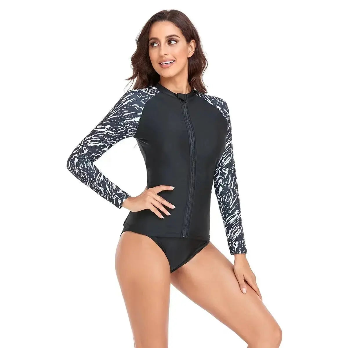 New Long Sleeve Printed One Piece Swimsuit Women Surfing - Love Salve 