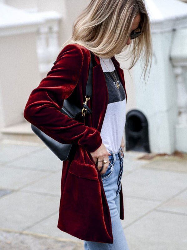 New Solid Color Casual Suit Cardigan Mid - Length Jacket - Love Salve