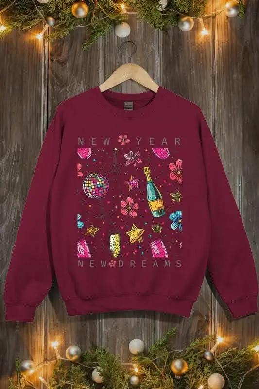 New Year New Dreams Graphic Fleece Sweatshirts - Love Salve 