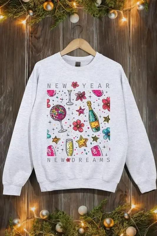 New Year New Dreams Graphic Fleece Sweatshirts - Love Salve 