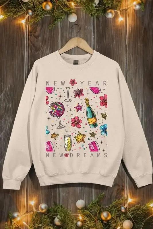 New Year New Dreams Graphic Fleece Sweatshirts - Love Salve 