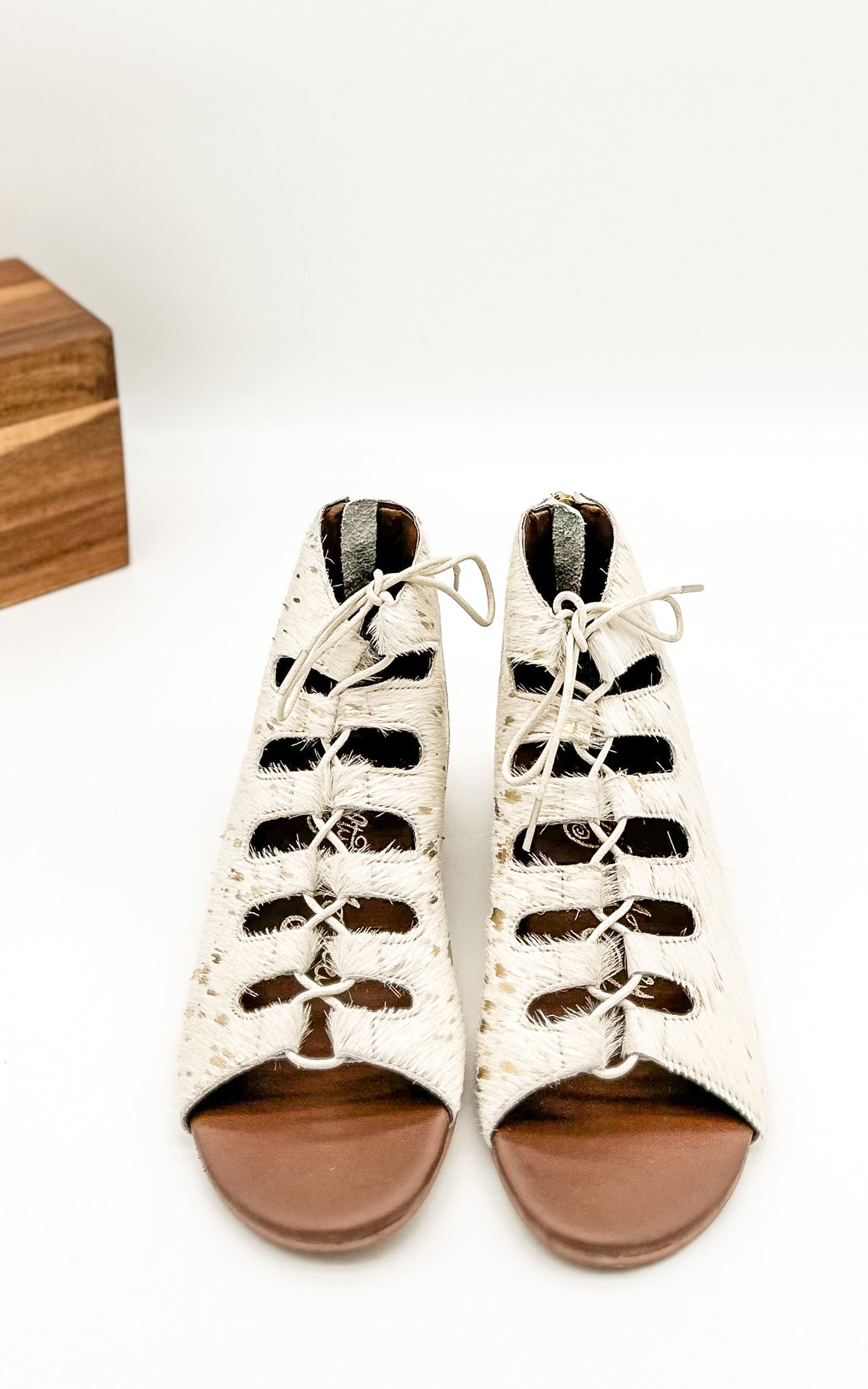 Nola Gold Sandals Gladiator Style Lace Up Back Zip Naughty Monkey