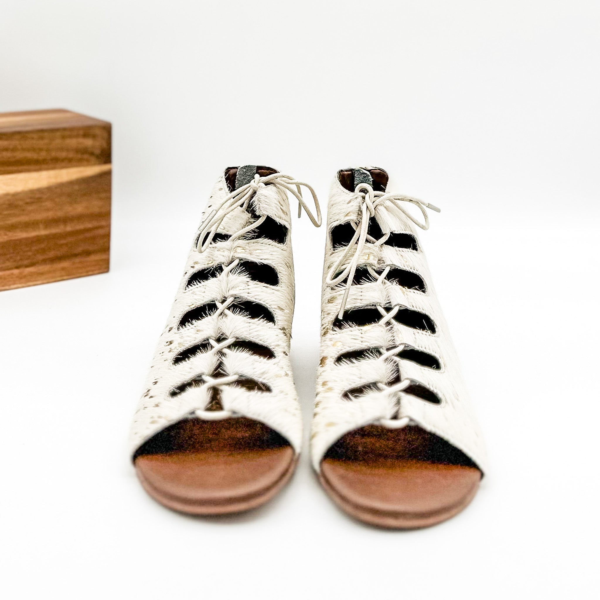 Nola Gold Sandals Gladiator Style Lace Up Back Zip Naughty Monkey