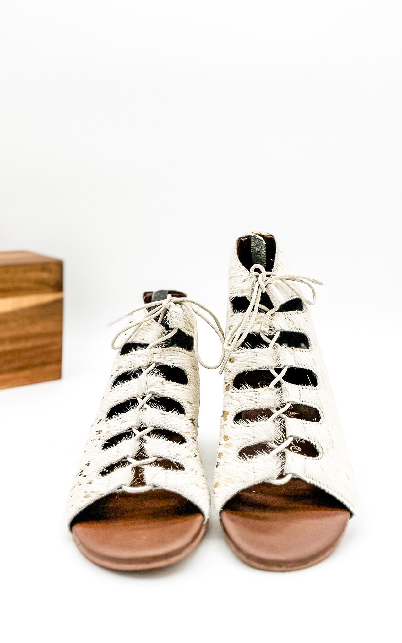 Nola Gold Sandals Gladiator Style Lace Up Back Zip Naughty Monkey