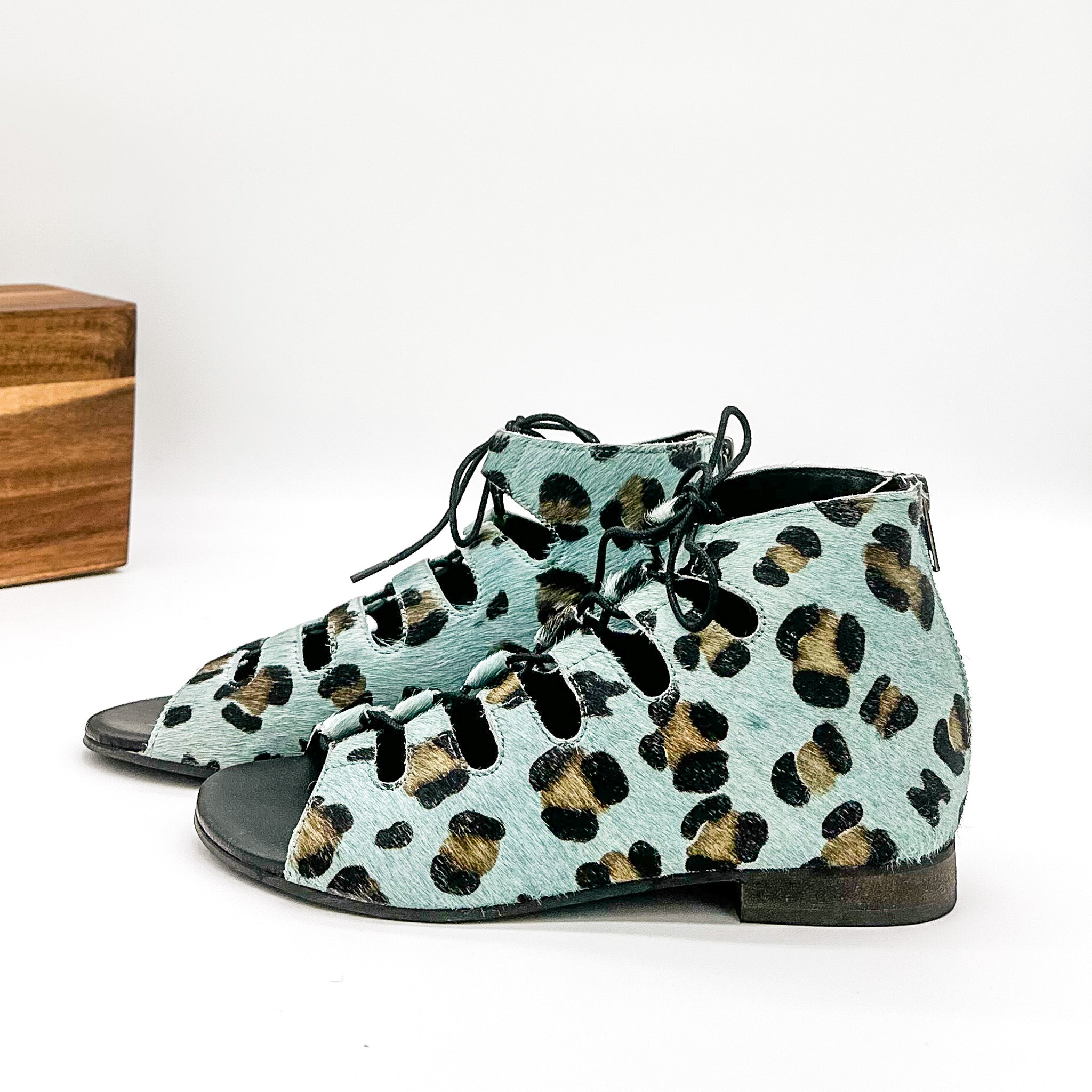 Nola Teal Sandals With Lace Up Front And Back Zip Closure Naughty Monkey