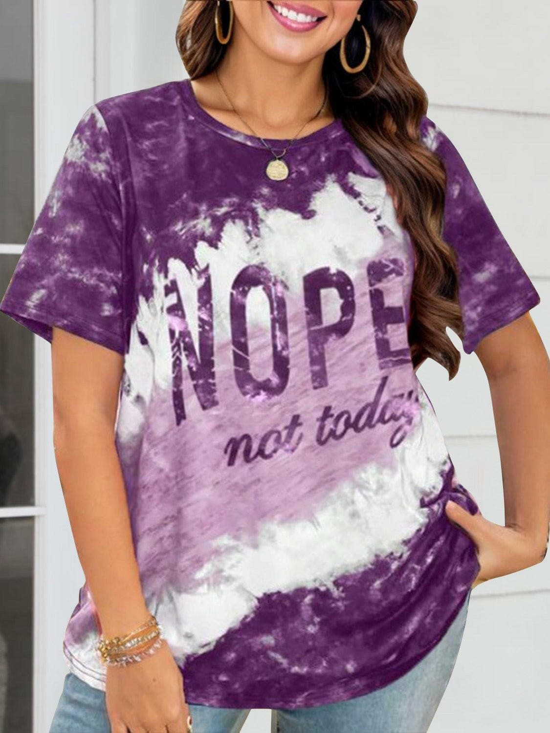 NOPE NOT TODAY Stylish Round Neck TeeUpgrade Your Style with the NOPE NOT TODAY Stylish Round Neck Tee
 Don't settle for ordinary outfits - elevate your look with our NOPE NOT TODAY Stylish Round Neck TLove Salve TODAY Stylish Round Neck TeeGraphic