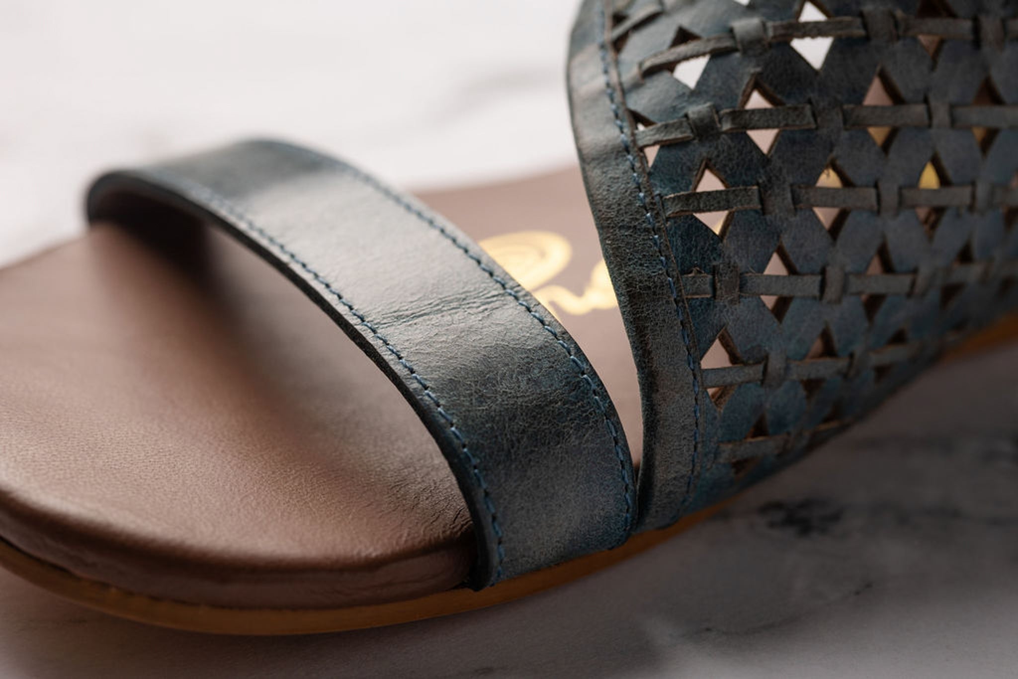 Nora Teal Sandals Open Toe Flat with Back Zipper Two Straps Naughty Monkey