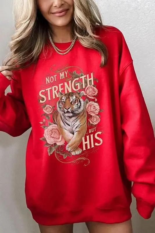 Not My Strength But His Tiger Graphic Sweatshirts - Love Salve 