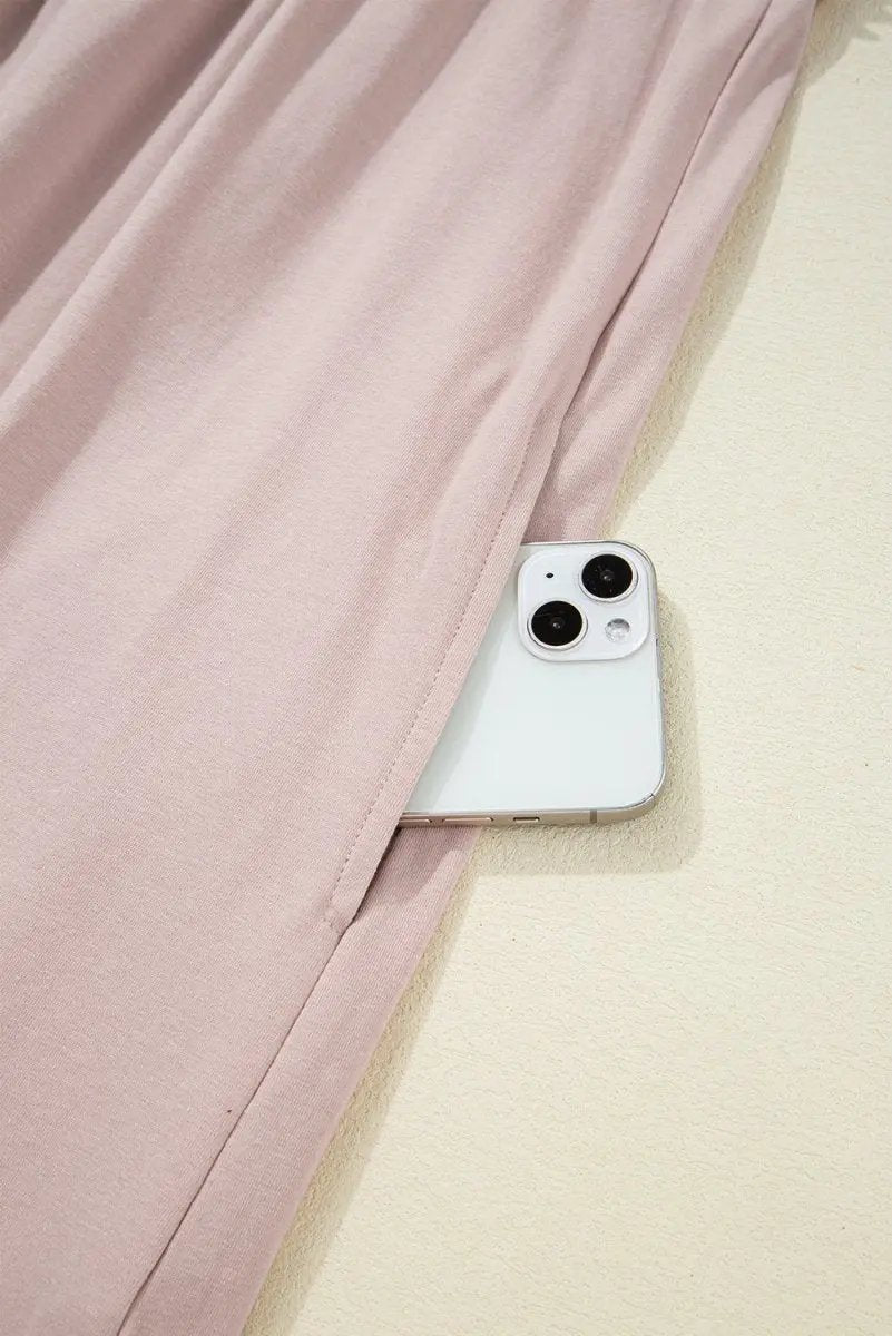 Oatmeal Frilled Trim Crew Neck Loose Fit Mini Dress Stylish - Love Salve 