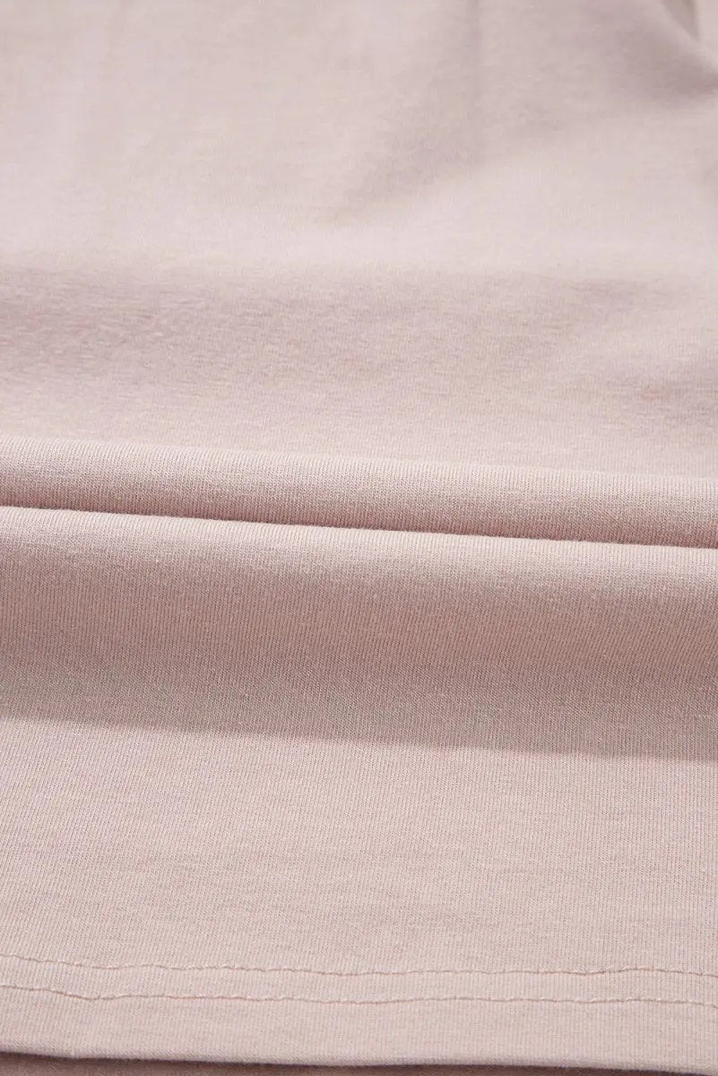 Oatmeal Frilled Trim Crew Neck Loose Fit Mini Dress Stylish - Love Salve 