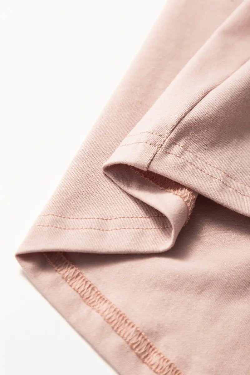 Oatmeal Frilled Trim Crew Neck Loose Fit Mini Dress Stylish - Love Salve 