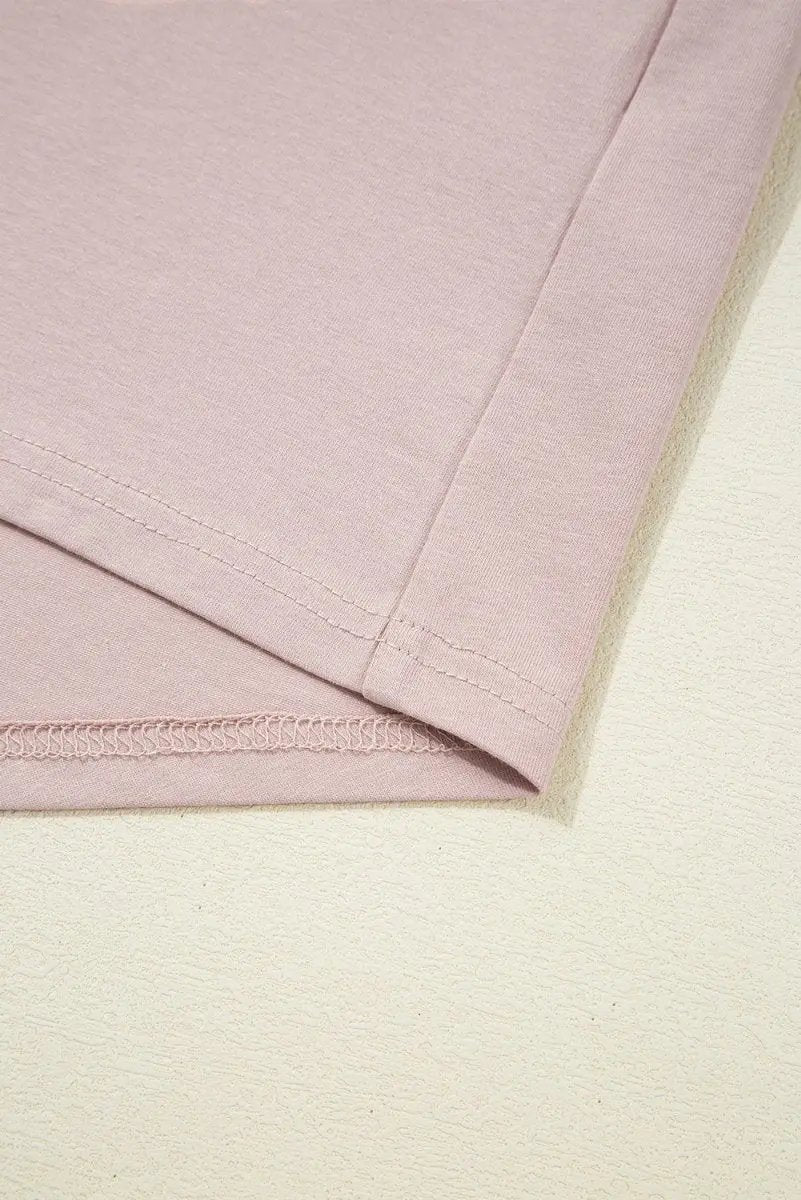 Oatmeal Frilled Trim Crew Neck Loose Fit Mini Dress Stylish - Love Salve 