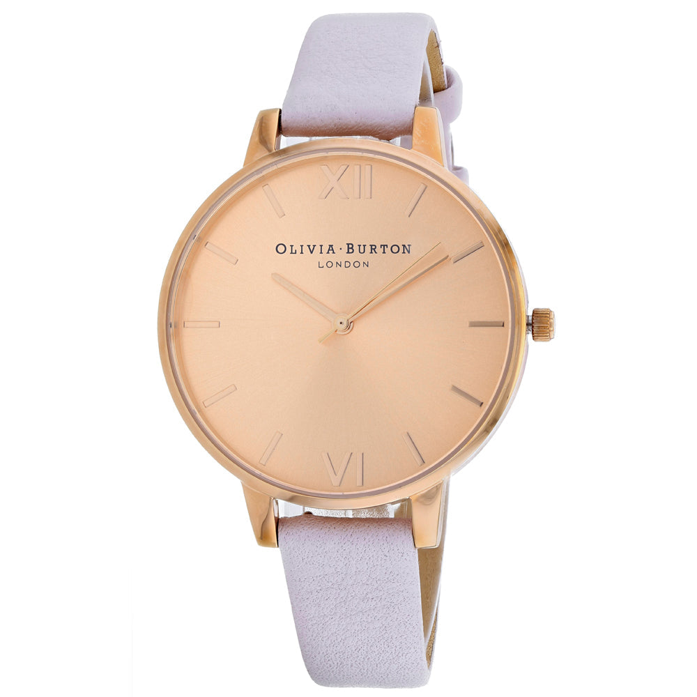 Olivia Burton Sunray Rose Gold Dial Leather Strap Quartz Watch