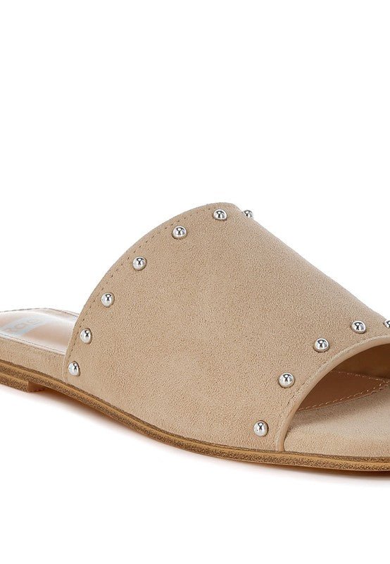 Odalia Soft Suede Leather Studded Flats for Women - Love Salve 