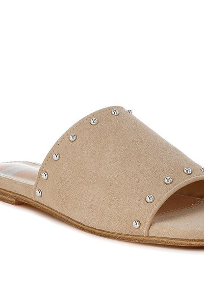 Odalia Soft Suede Leather Studded Flats for Women - Love Salve 