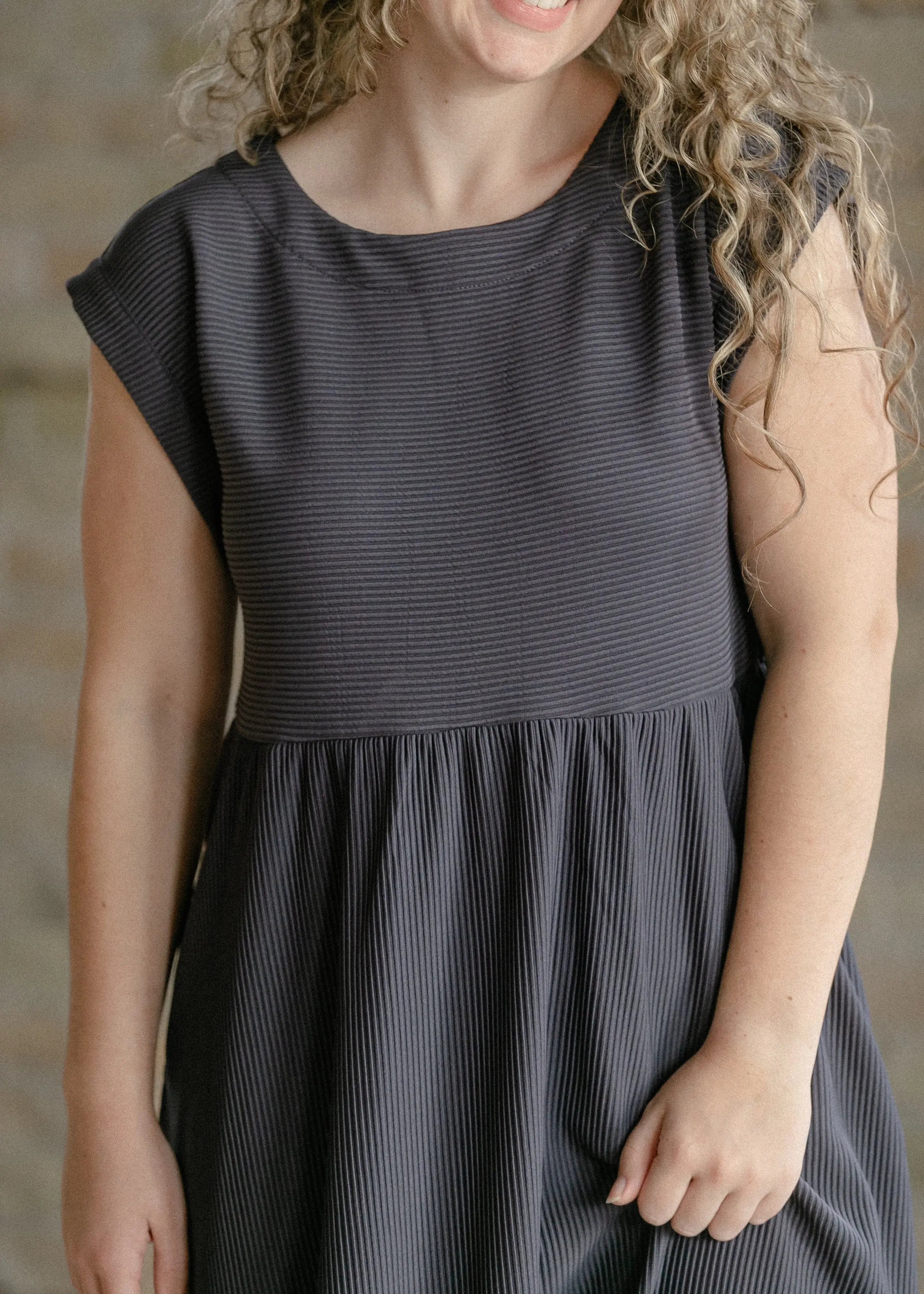 Olivia A-line Solid Midi Dress Inherit Co.