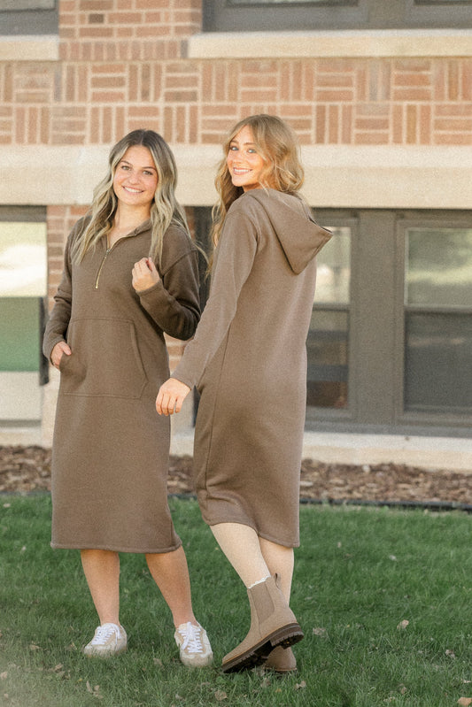 Olympia Zipper Sweatshirt Dress Inherit Co.