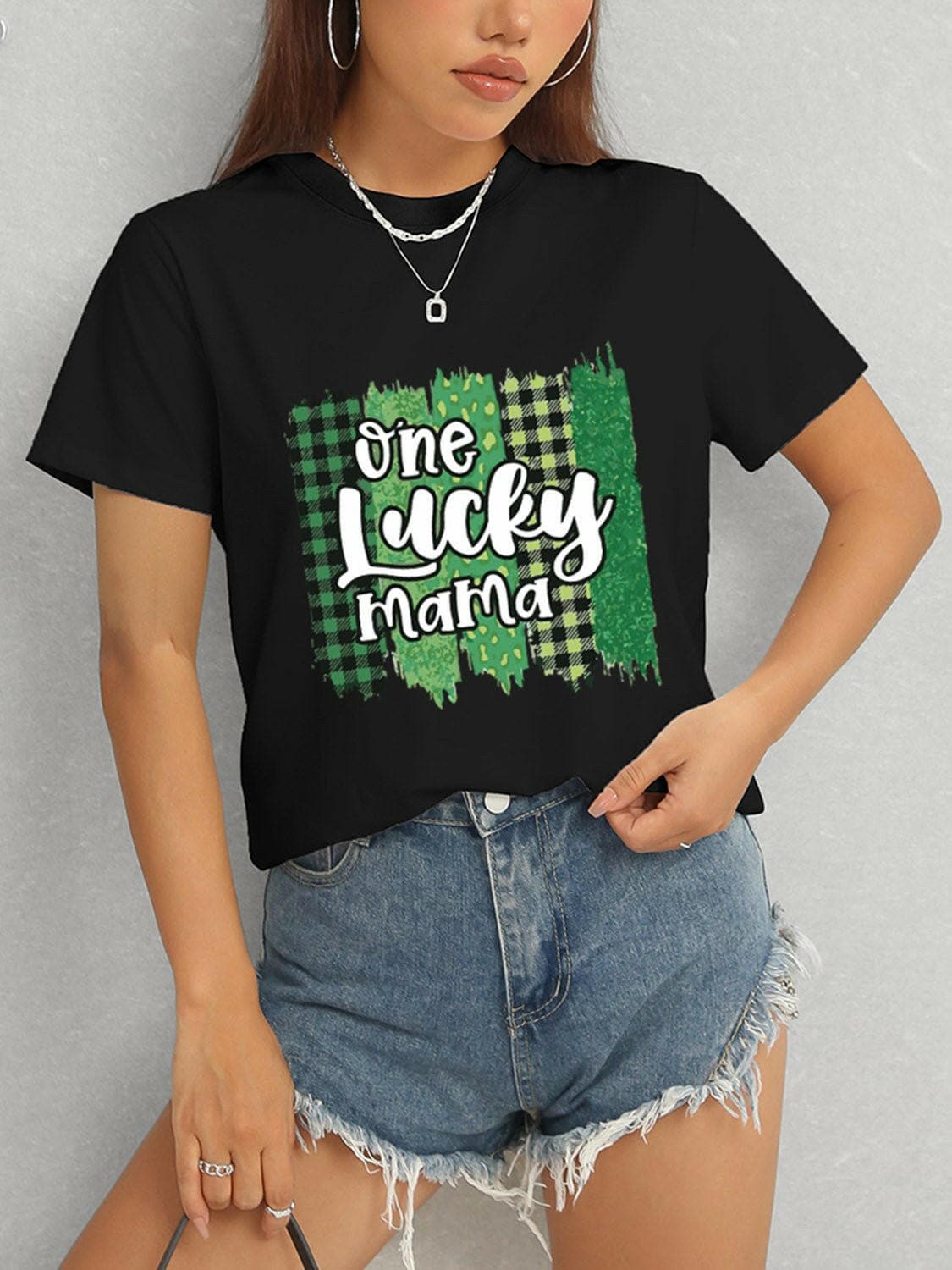 ONE LUCKY MAMA Round Neck T-Shirt - Love Salve