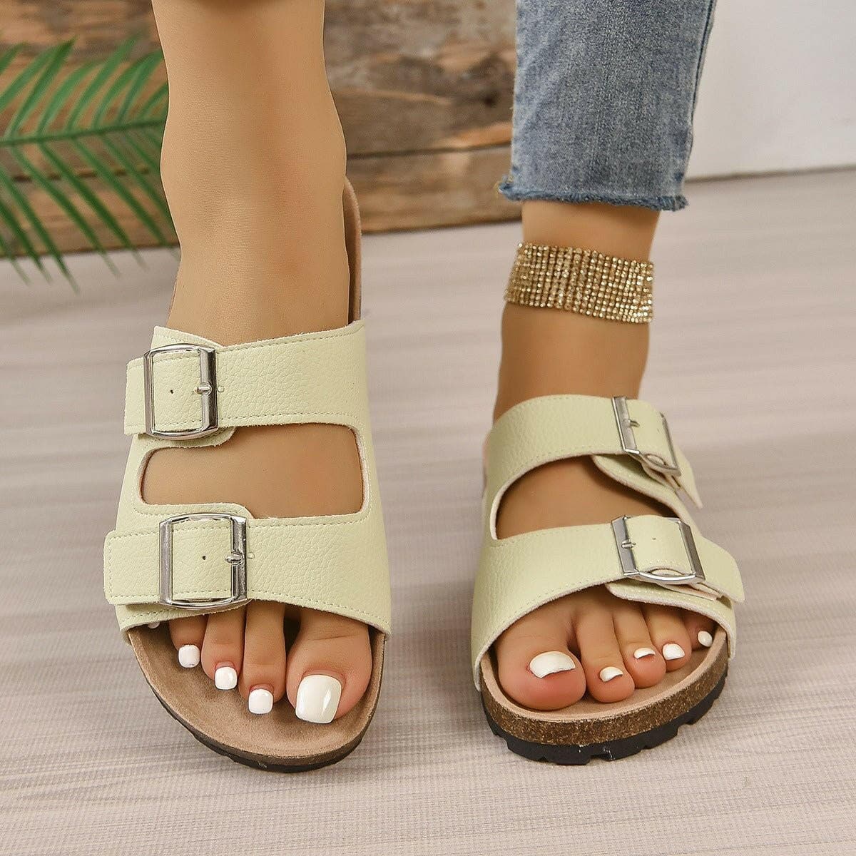 Open Toe Double Buckle Sandals - Love Salve