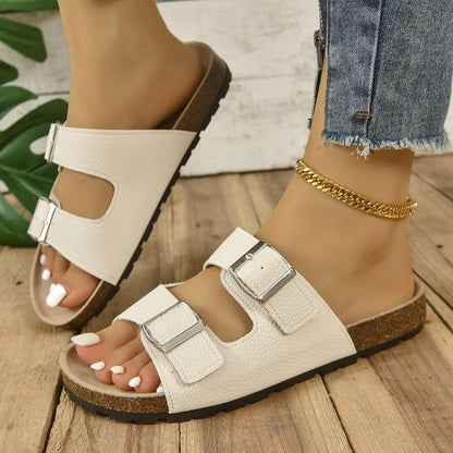 Open Toe Double Buckle Sandals - Love Salve