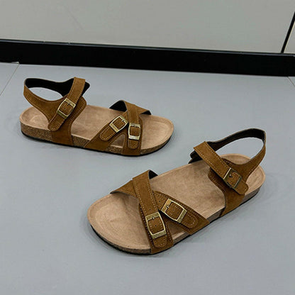 Open Toe Flat Buckle Sandals - Love Salve