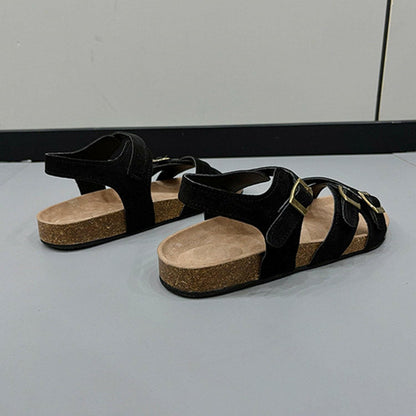 Open Toe Flat Buckle Sandals - Love Salve