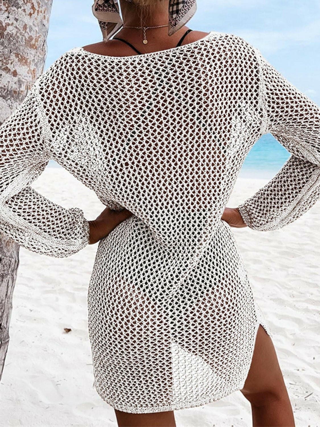 Openwork Tie Neck Cover-Up - Love Salve