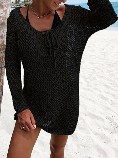 Openwork Tie Neck Cover-Up - Love Salve