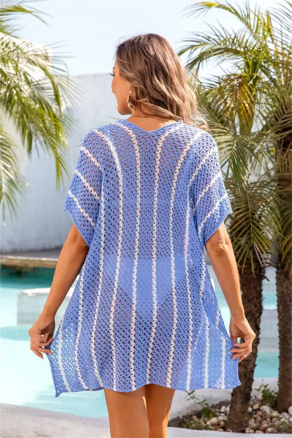 Chic sheer v-neck cover-up - openwork design - Love Salve 
