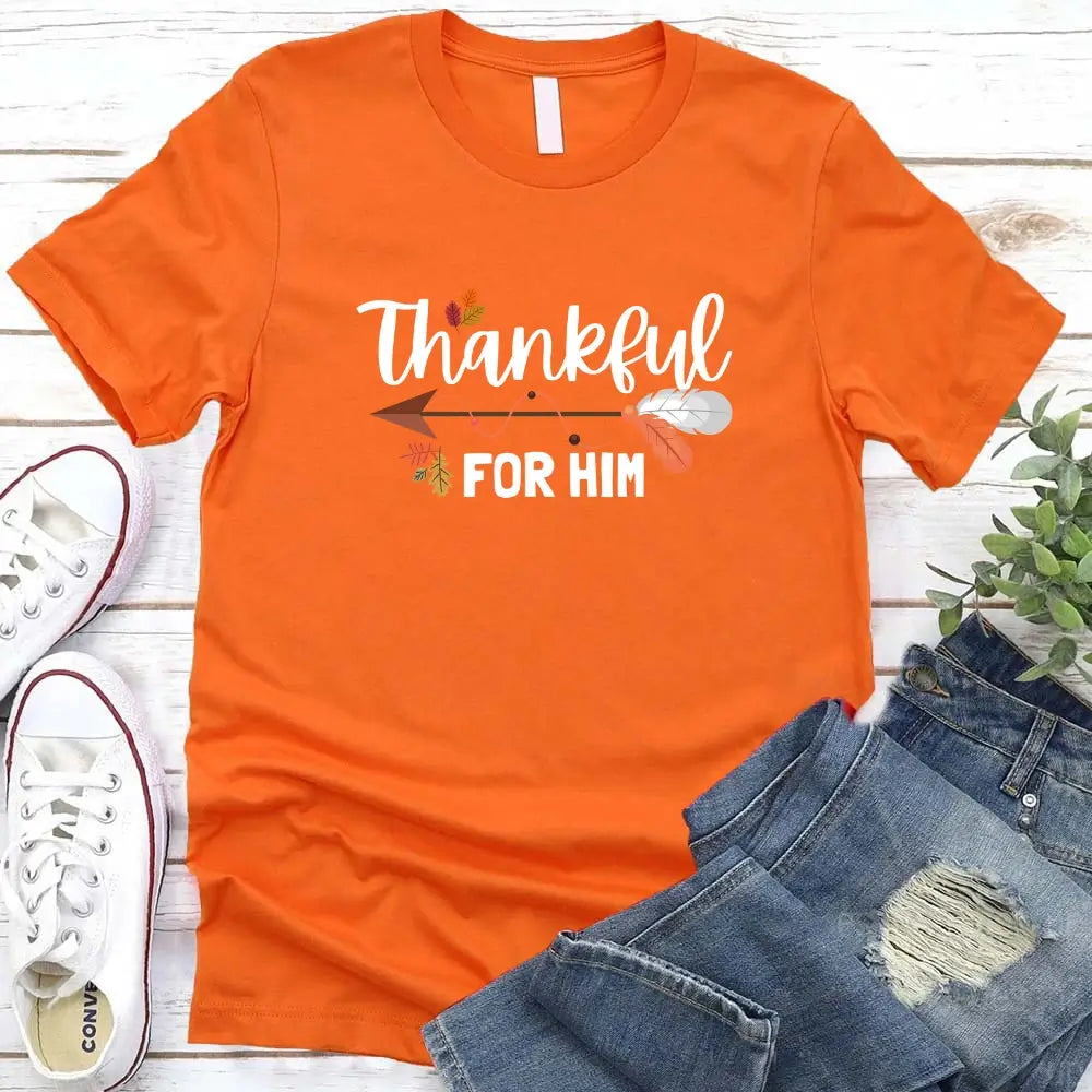 Thankful For Her/Him Thanksgiving Couple T-Shirt – Cute Matching Holiday Tees Adorb Custom Tees