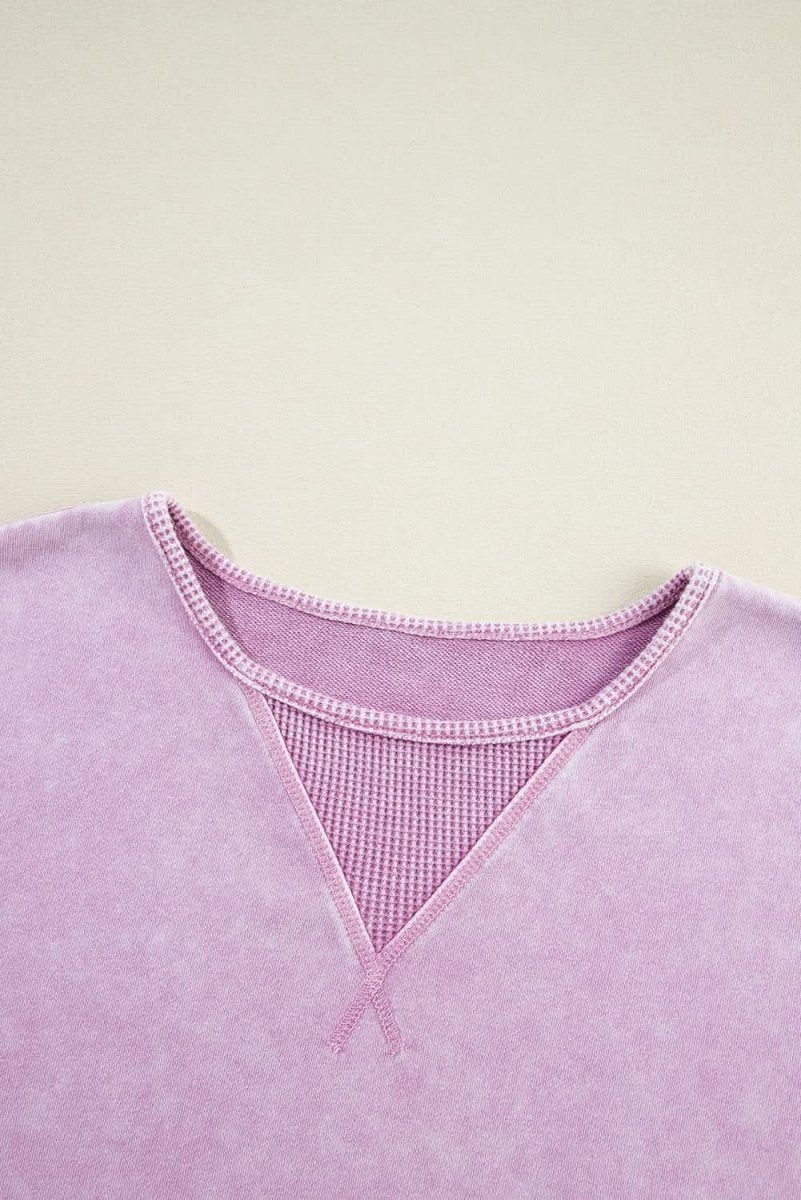 Orchid Petal Mineral Wash Drop Shoulder Pullover Sweatshirt - Love Salve 
