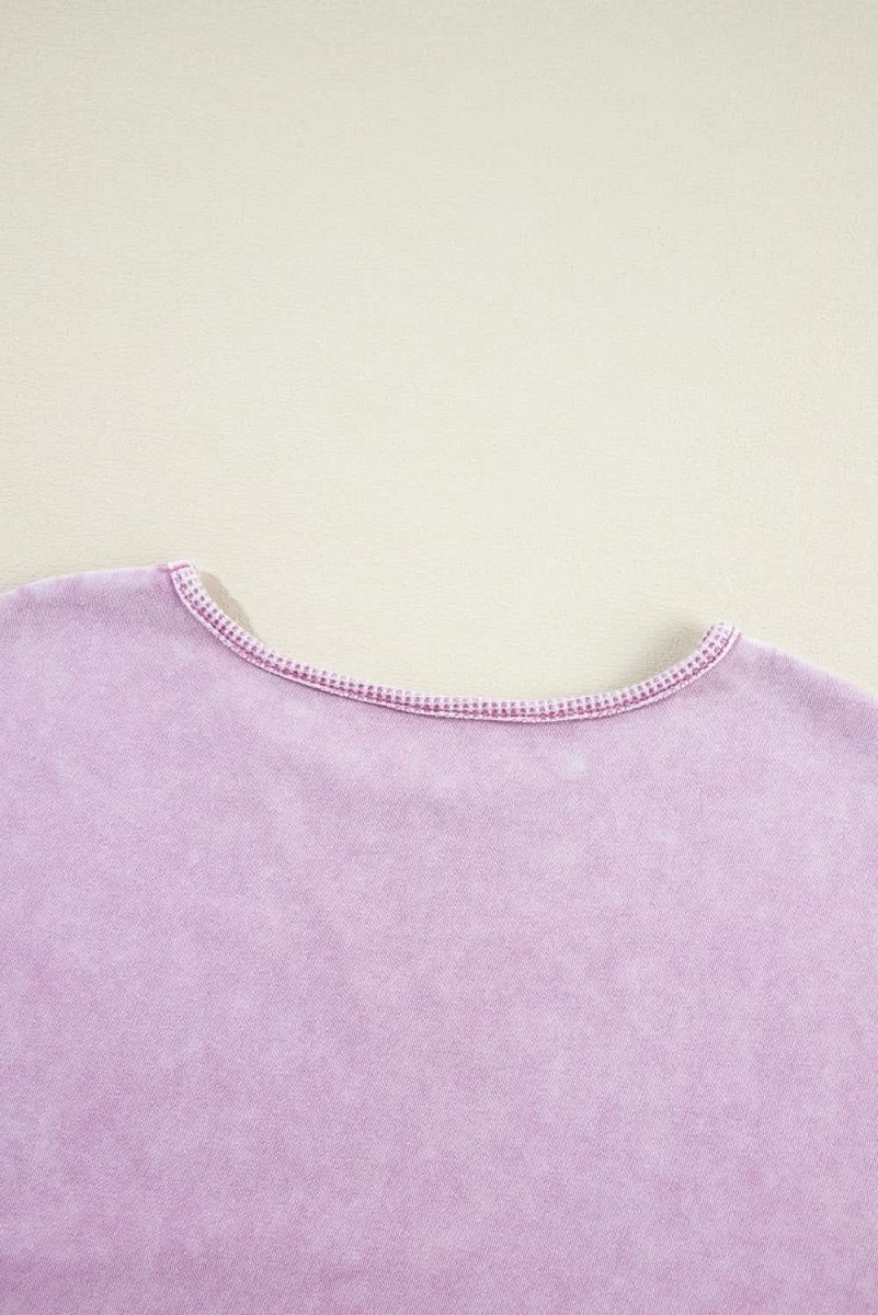 Orchid Petal Mineral Wash Drop Shoulder Pullover Sweatshirt - Love Salve 