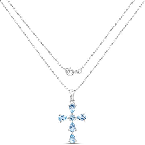 2.72 Carat Genuine Blue Topaz .925 Sterling Silver Pendant